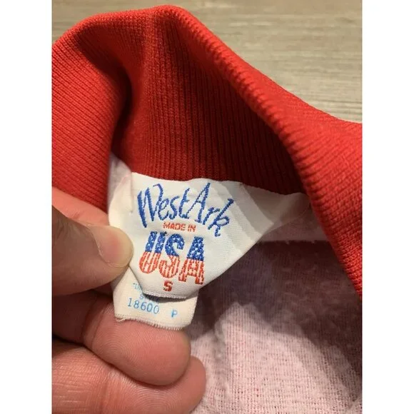VINTAGE 90s ABA BMX Racing WestArk USA Twill Bomber Jacket Red Adult Small 80s